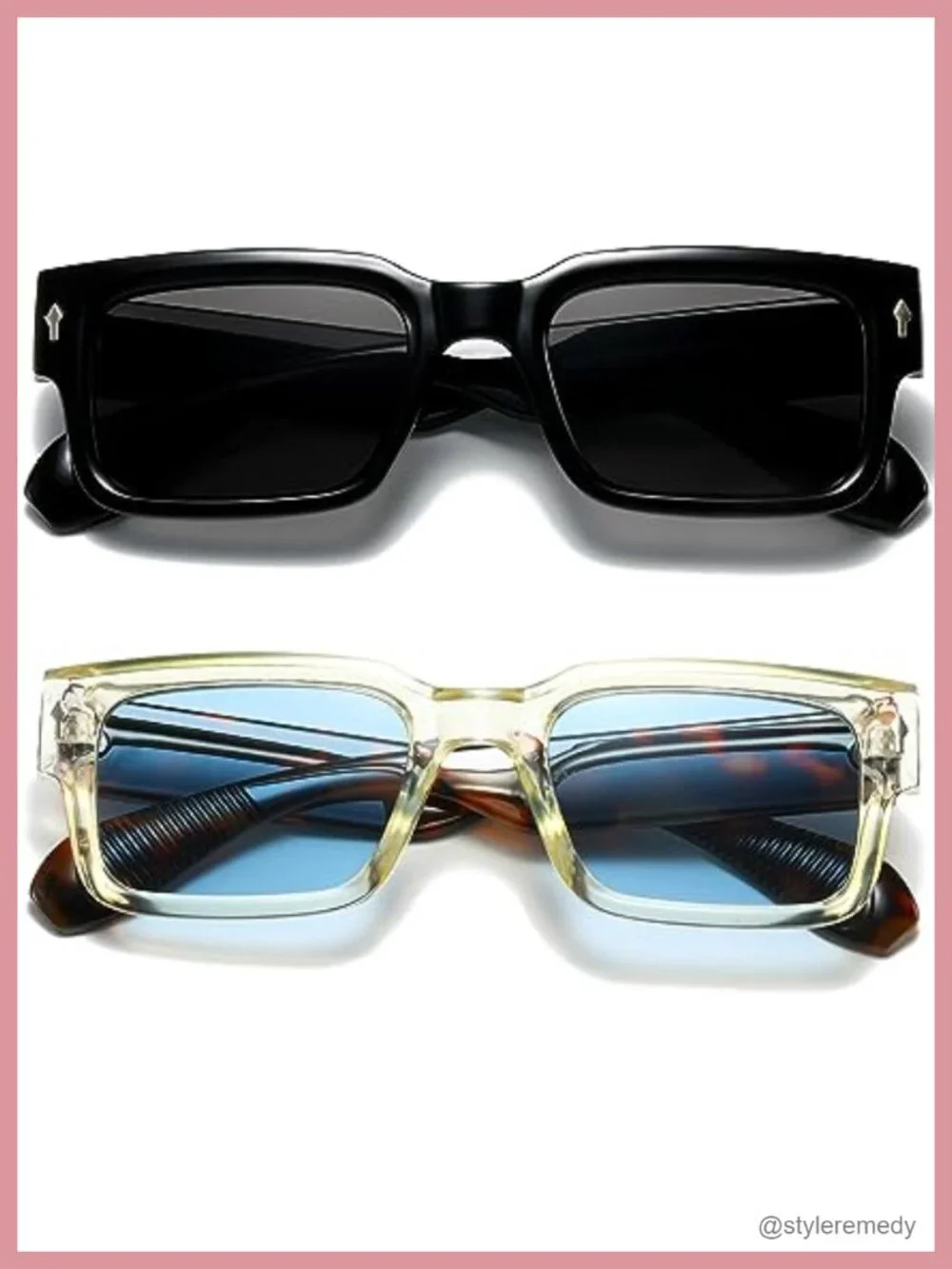 Square Frame Sunglasses UV400 Protection Chunky Rectangle Sun Glasses